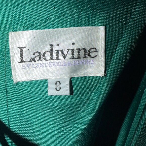 Ladivine by Cinderella divine Glitter Cowl Corset A-line Gown: Green Sz: 8 - Picture 4 of 5